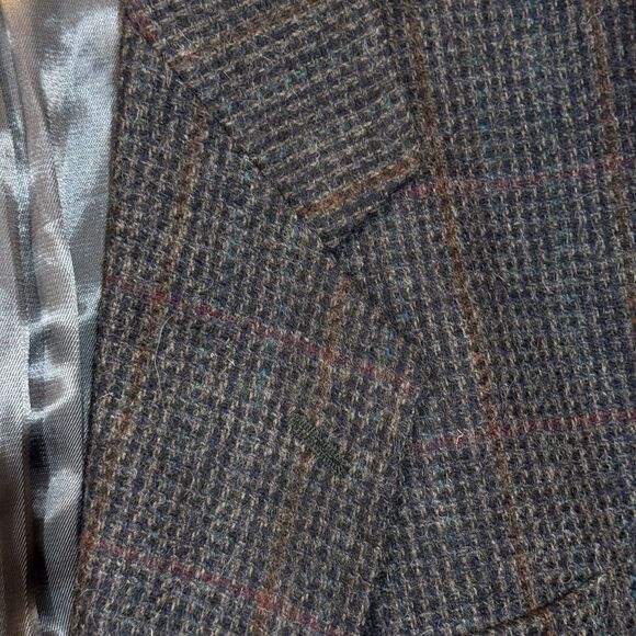 Tweed Windowpane Wool Sport Coat—André Villard Paris 44S Vintage Hungary - Picture 3 of 15
